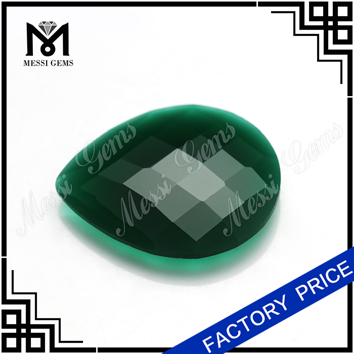 Natural Jade Stone Wholesale Pear Faceted Green Jade For Ring Jewelry