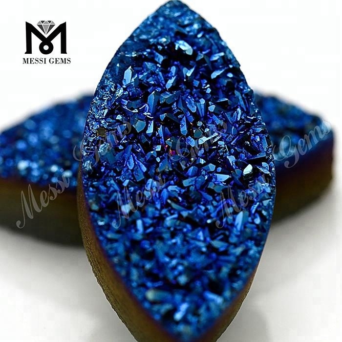 Tutus Marchio Blue Natural Druzy Agate Stone
