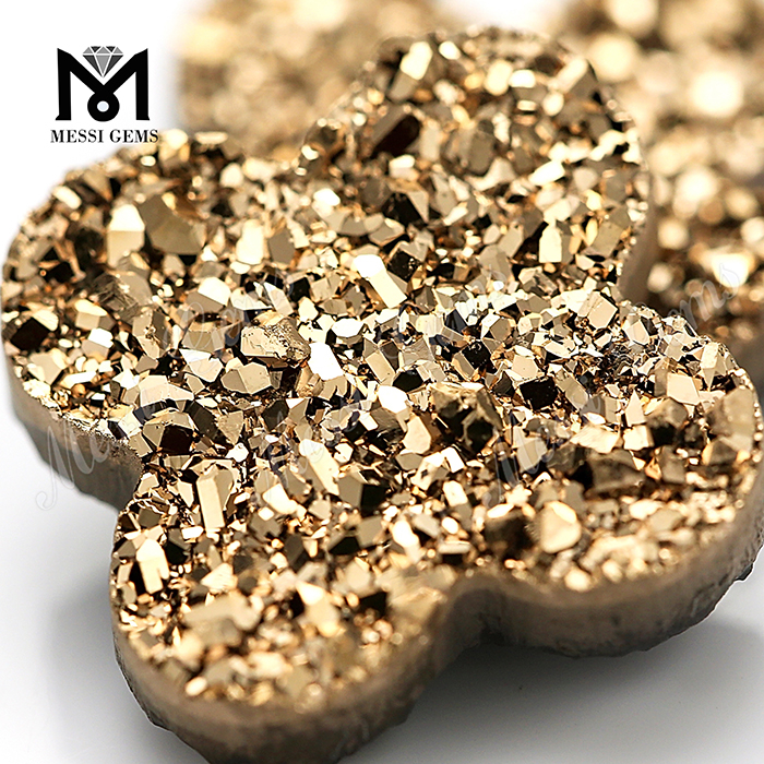 Flower Shape Rose Gold Druzy Stones for Jewelry Makeing, Druzy Agate Stone