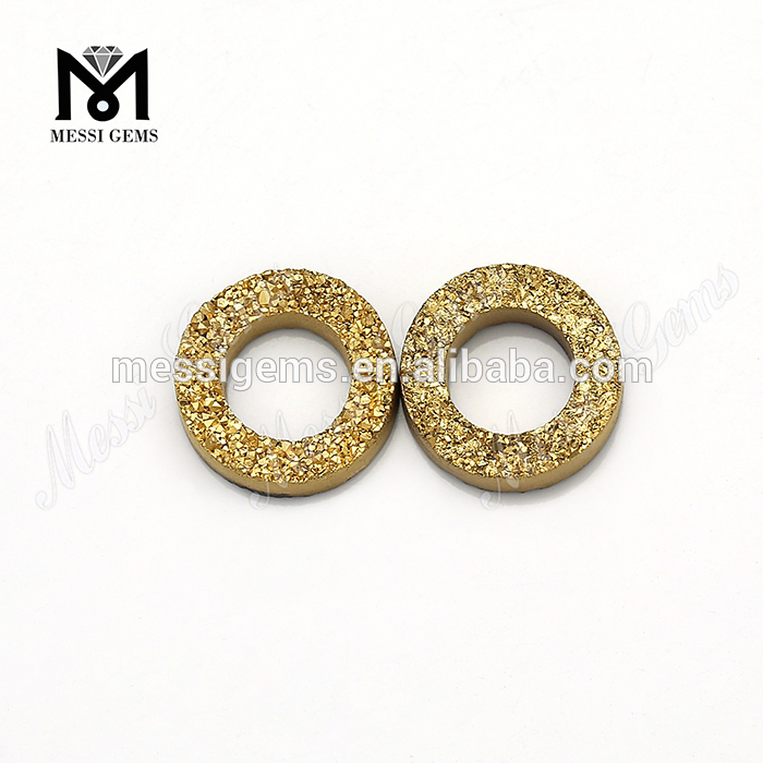 Tyre ( tire ) Shape Gold Color Natural Druzy Agate