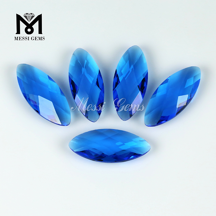 Marchione Cut Double Briolette 8 x19mm Blue Topazius Glass Bead for Jewelry Makeing