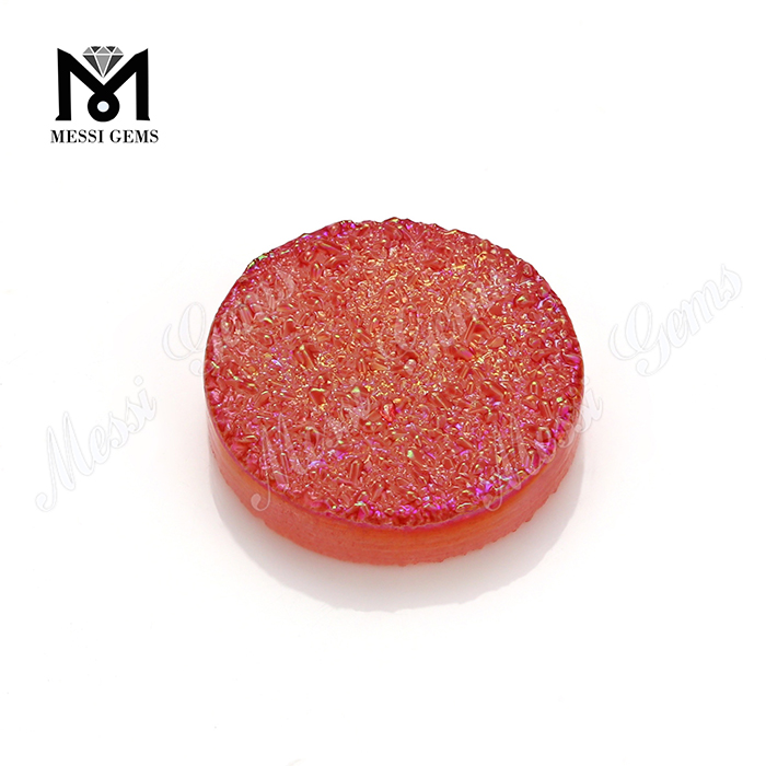 Druzy Stone Beads round Shape Red Color Natural Druzy Agate Gemstones MG-DR027