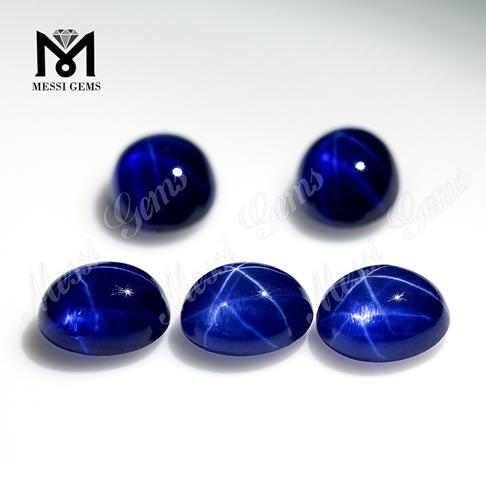Oval Cabochon Lab Partum Caeruleum Star Sapphirus Gemmae pro Ring Faciens