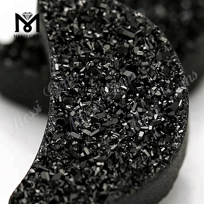 Lunam Shape Black Druzy Agate Fashion Stone for Pendant
