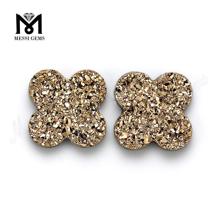 Flower Shape Rose Gold Druzy Stones for Jewelry Makeing, Druzy Agate Stone