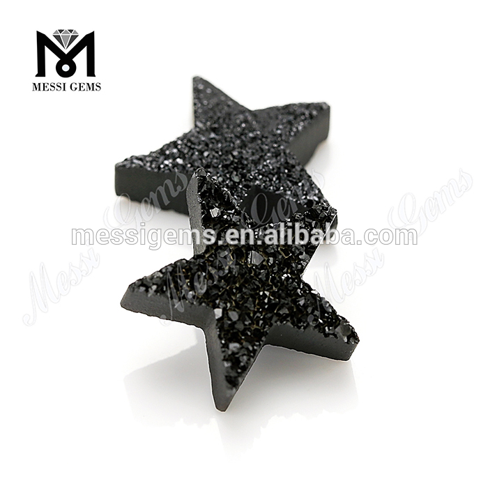 Black Plating Star Shape Natural Druzy Agate