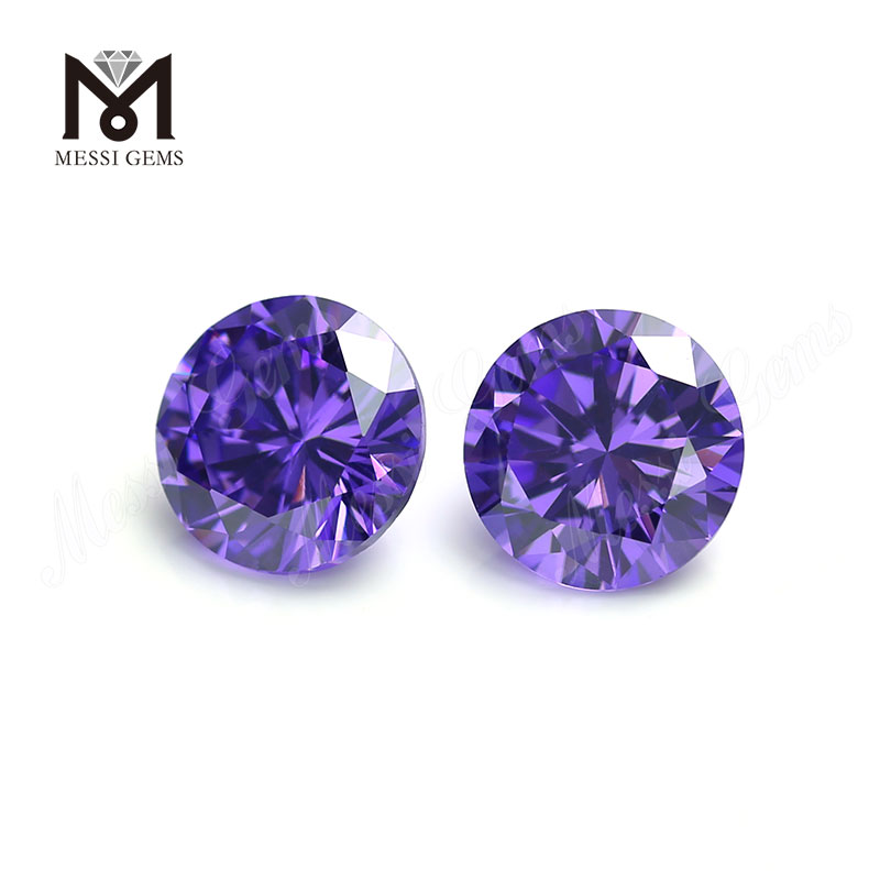 Wuzhou Factory Round Cut Lab Partum Violet Color CZ Lapides