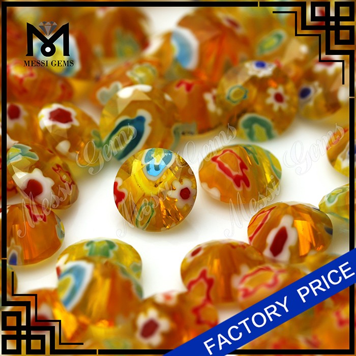 Millefiori 8mm rotundi, gemmae vitreae bicolores