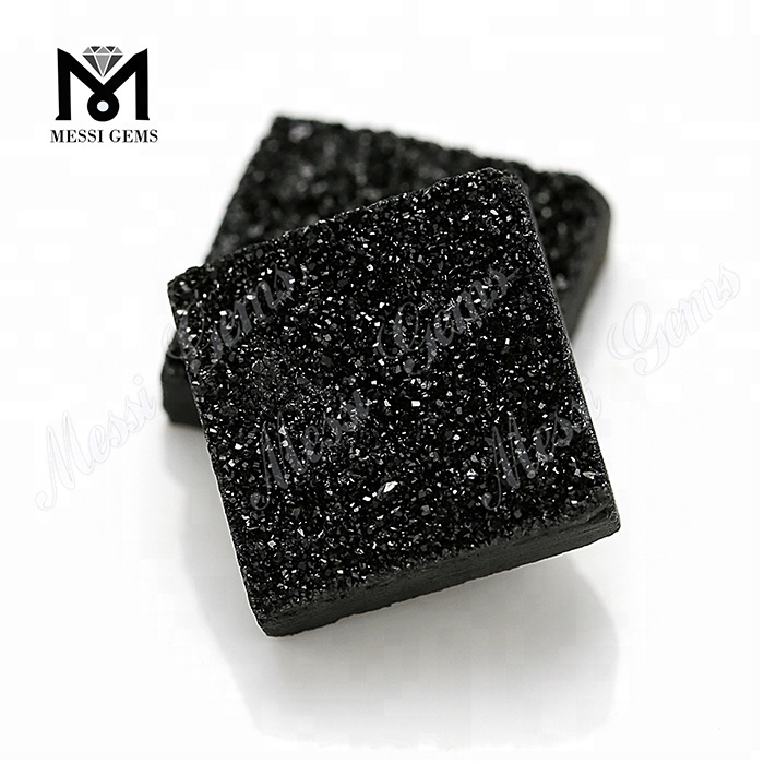 Druzy Stone Black Square Figura 12x12mm Naturalis Druzy For Jewelry