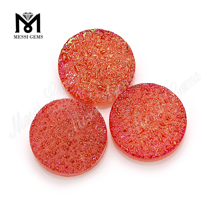 Druzy Stone Beads round Shape Red Color Natural Druzy Agate Gemstones MG-DR027