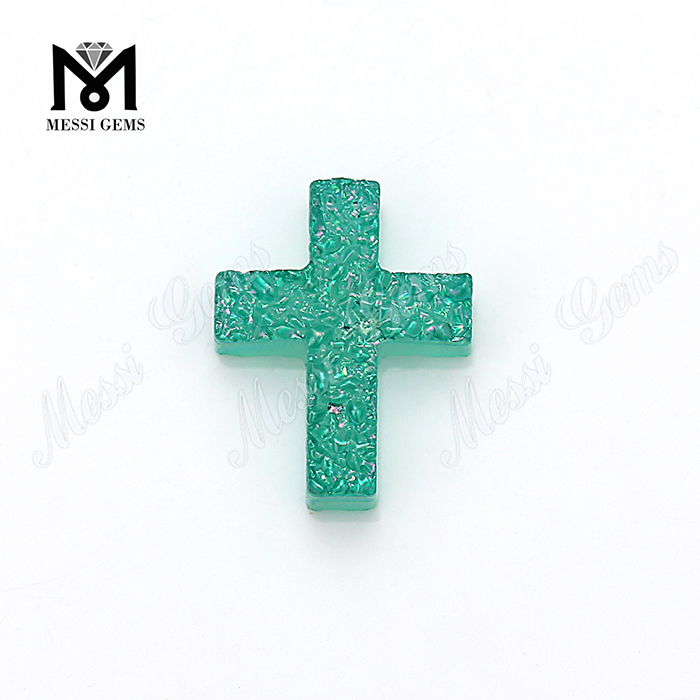 Factory Direct Wholesale Aqua Cross Natural Stone Natural Druzy Stone
