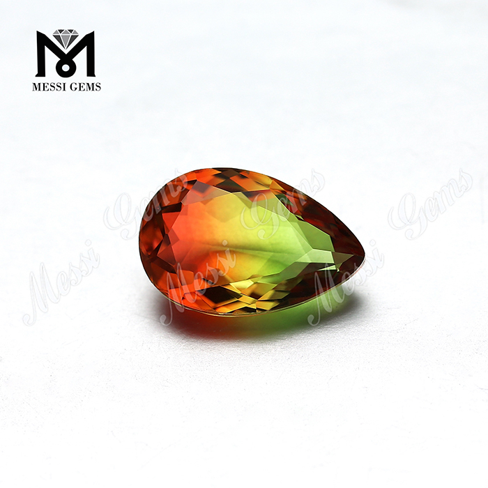 PIRRUM cut BI-color TOURMALINE vitreum lapidem pro GEMMAE