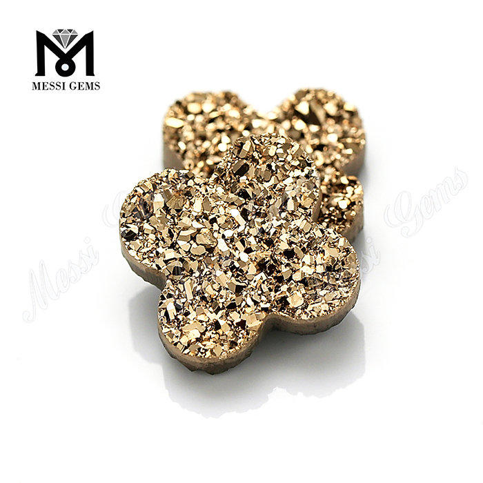 Flower Shape Rose Gold Druzy Stones for Jewelry Makeing, Druzy Agate Stone