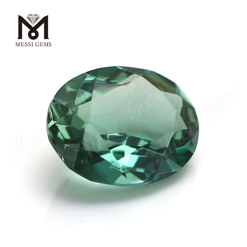 Factory Price 8x10mm Oval Cut Gemstone solve Synthetic Green Quartz