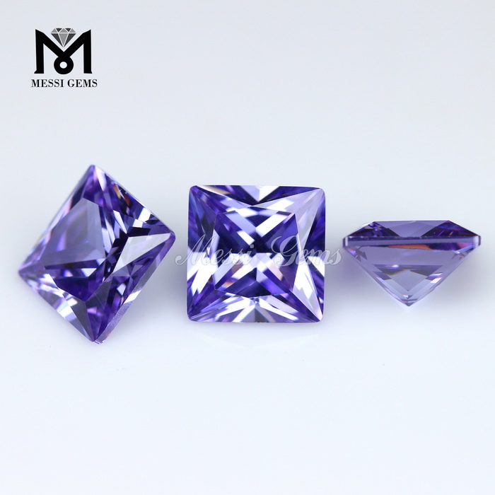 Apparatus cut synthetica princeps qualitas quadrata laxa colorata cz cubica zirconia Lavender