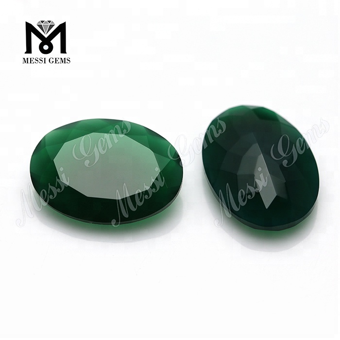 Factory Price Oval Cut 8*10 mm Green Chalcedonia Agate Stone