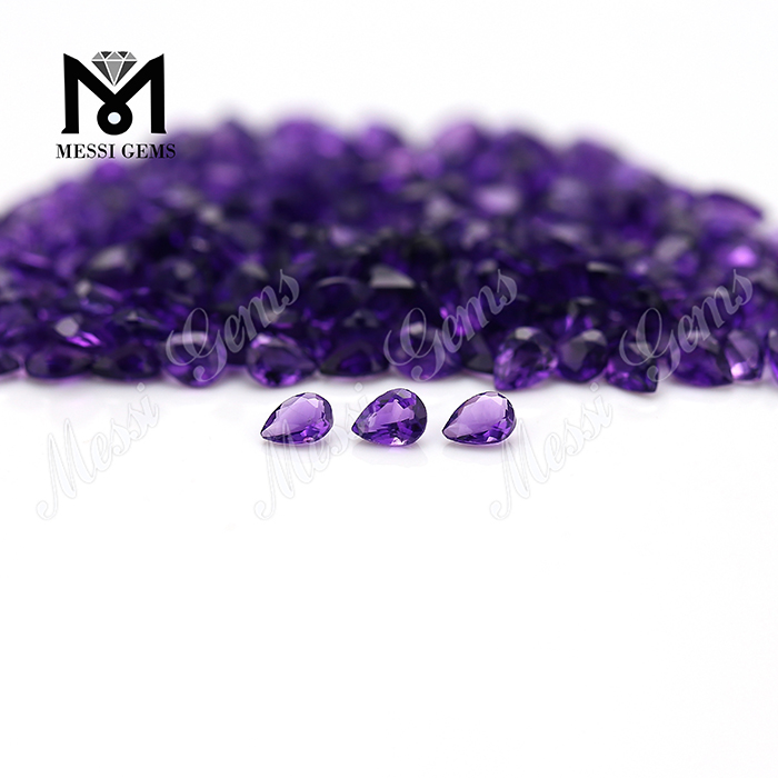 naturales gemmae 3x4mm amethystus pirus sectis lapidibus