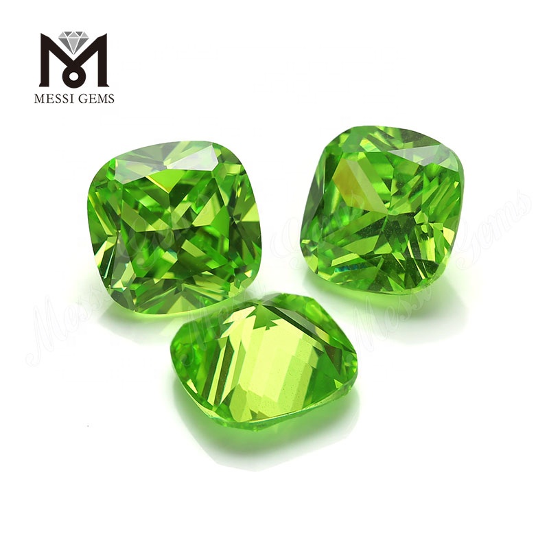 Factory Price solve Cushion Cut 10 x 10 mm Apple Color Cubic Zirconia Stone