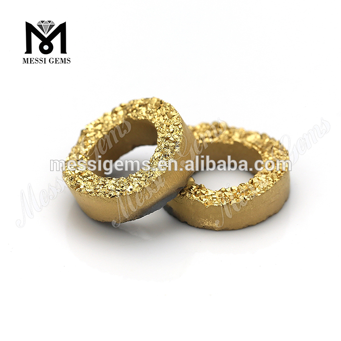 Tyre ( tire ) Shape Gold Color Natural Druzy Agate