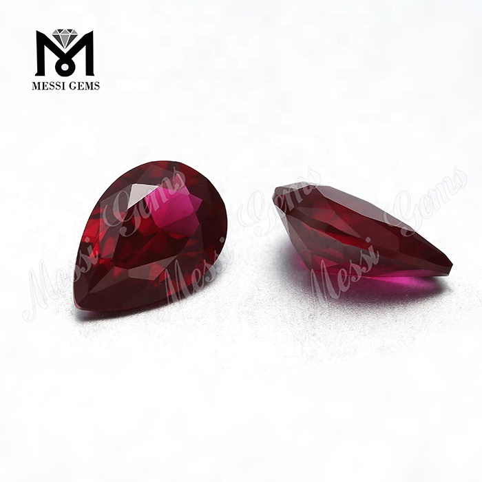 Solve 8 * 12mm Pear Cut Red Ruby Color solve Nano Saxa