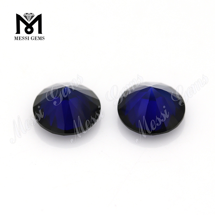 Wuzhou Stock Factory circa 7mm Synthetica XXXIV # Blue Corundum Gemstone