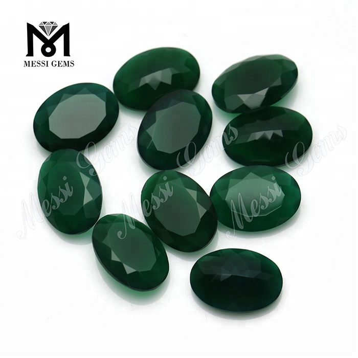 Factory Price Oval Cut 8*10 mm Green Chalcedonia Agate Stone