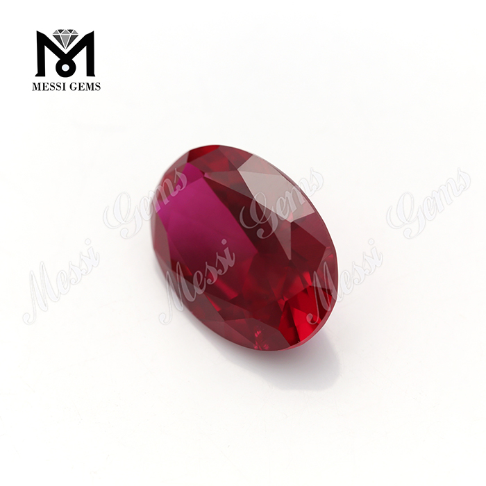 Oval Machine Cut Red Ruby Gemstones Synthetic Artificialis Rubies pro Jewelry Faciens