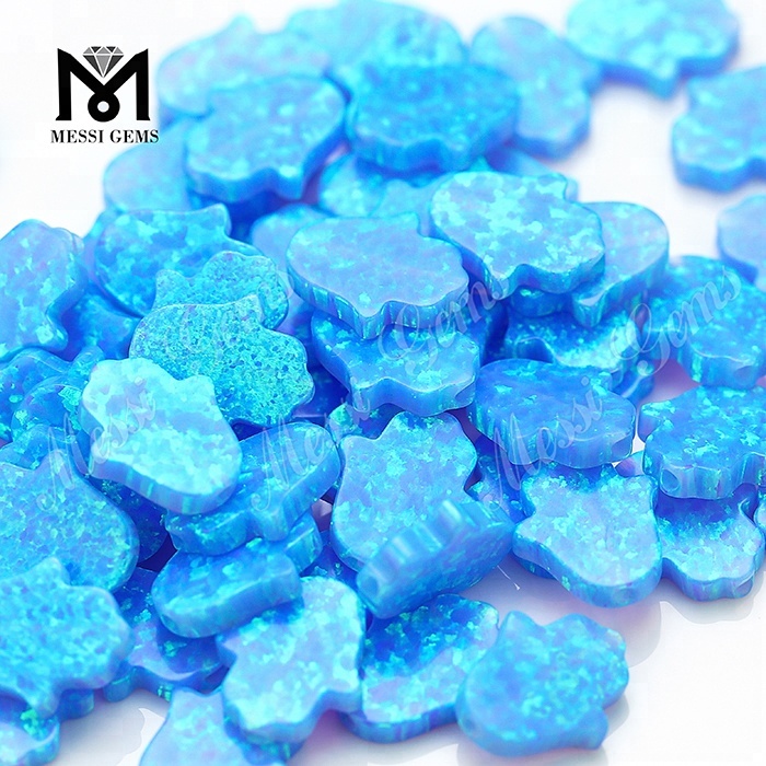 Lab Partum Syntheticum solve 11 x 13 x 2.5 mm Blue Opal Hamsa Gemstones