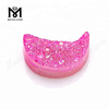 Lupum Agate Druzy Stone Moon Shape Pink Color Naturalis Druzy