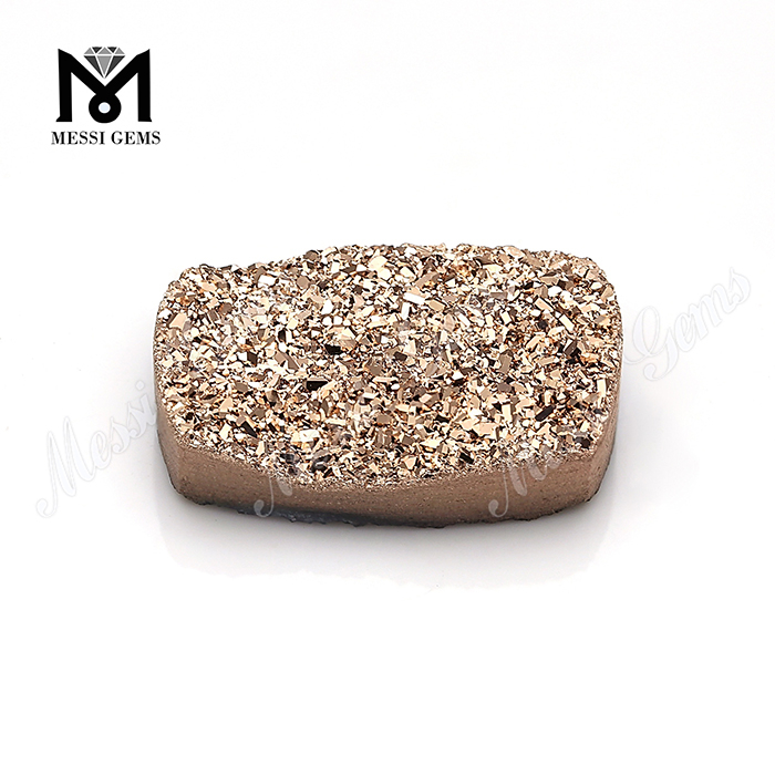 Flat Back Cushion Cut 10x14mm Druzy Gemstone Naturalis Rose Aurum Druzy Stone