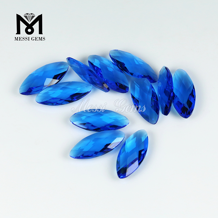 Marchione Cut Double Briolette 8 x19mm Blue Topazius Glass Bead for Jewelry Makeing