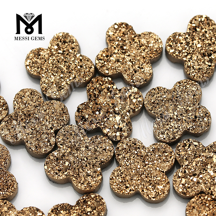 Flower Shape Rose Gold Druzy Stones for Jewelry Makeing, Druzy Agate Stone