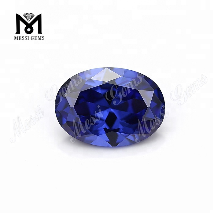 Factory Price Top Machine Cut Oval 8 x 10 mm Tanzanite Color Cubic Zirconia Solve Gemstone