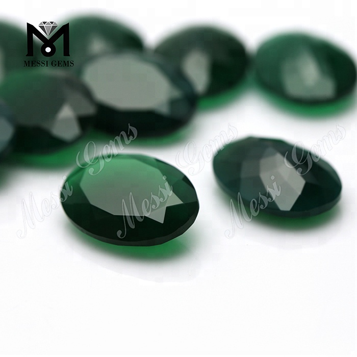 Factory Price Oval Cut 8*10 mm Green Chalcedonia Agate Stone