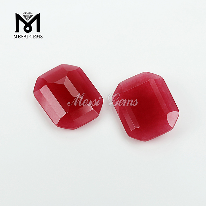 Top Quality solve Gemstone Octagono 20*25mm Big Size Red Jade Natural Stone