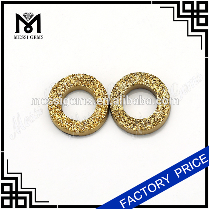 Tyre ( tire ) Shape Gold Color Natural Druzy Agate