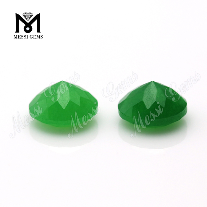 Lupum Round Gemstone Beads Green Jade Stone