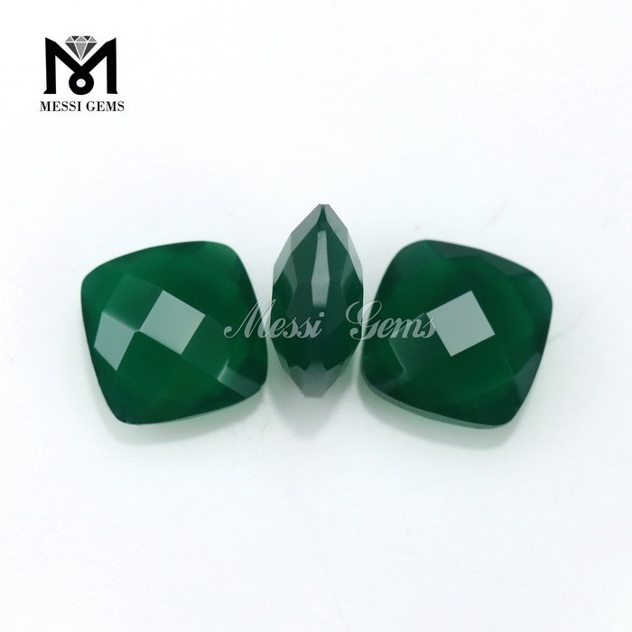 Nobilis Faceted Cushion 8 x 8mm Emerald Agate