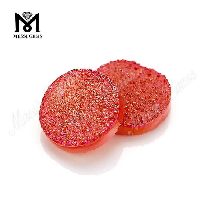 Druzy Stone Beads round Shape Red Color Natural Druzy Agate Gemstones MG-DR027