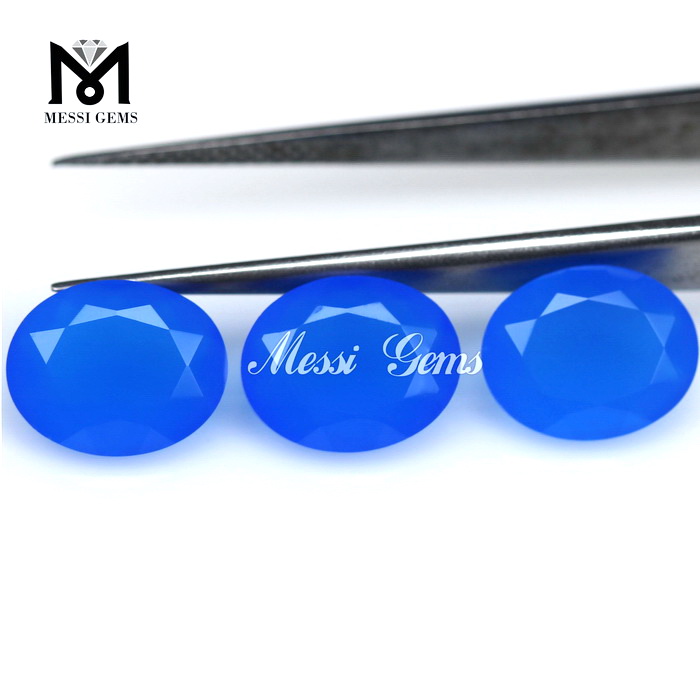 Hot Sale Fashion Gemstone Oval Agate Beads 8x10 solve Blue Agate Stone