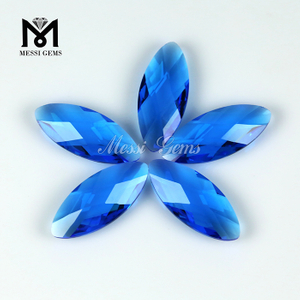 Marchione Cut Double Briolette 8 x19mm Blue Topazius Glass Bead for Jewelry Makeing