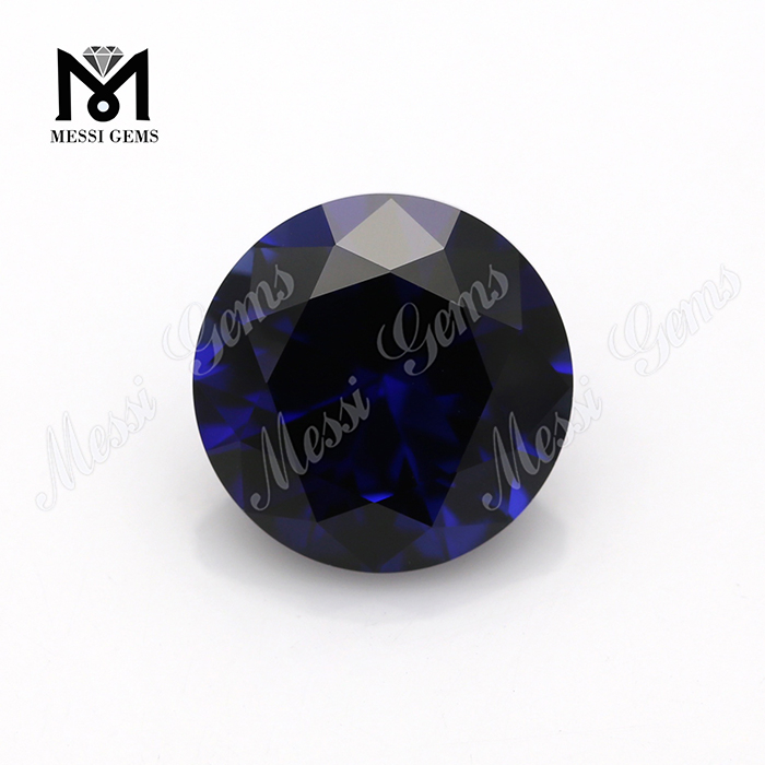 Lupum XXXIV # caeruleum rotundum 9mm corundum synthetica rubinus
