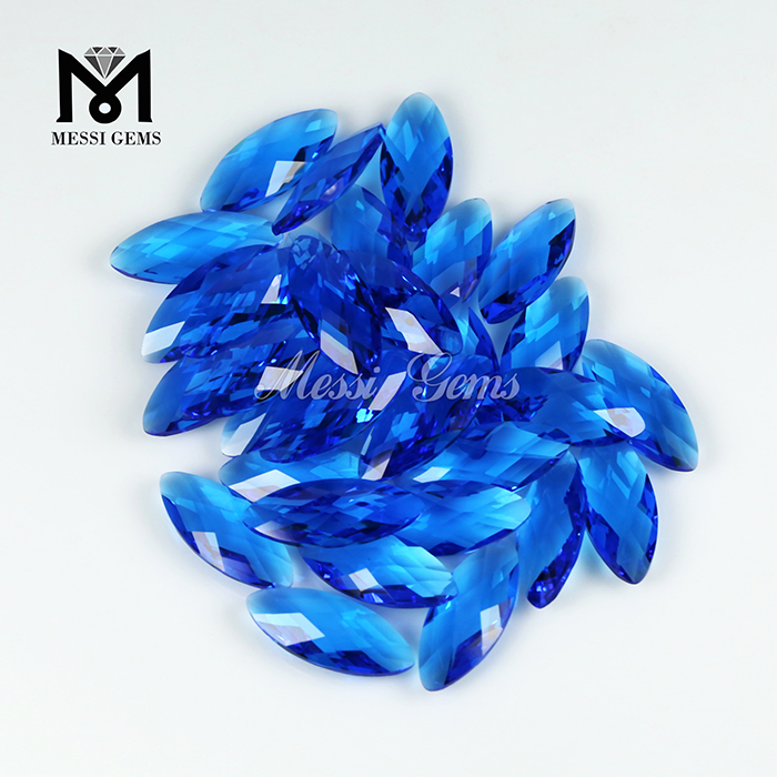 Marchione Cut Double Briolette 8 x19mm Blue Topazius Glass Bead for Jewelry Makeing