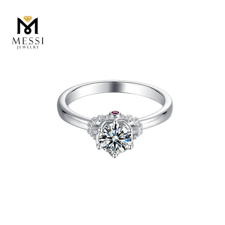Fashion Design 6.5mm 1ct Moissanite Solitaire Woman Ring Wholesale 925 Sterling Silver Ring