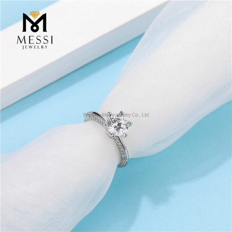 Donum natale moissanitae solitaire feminae anuli aurei 14k auri patella 925 anuli argentei