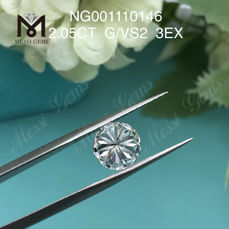 2.05ct G Round VS2 EX Cut Grade optimus lab crevit adamantibus