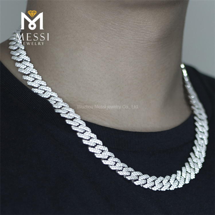 22inches Men\'s Hip-hop customized CZ Silver Cubanus Link Chain Necklace