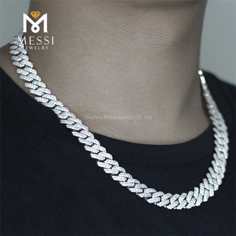 22inches Men's Hip-hop customized CZ Silver Cubanus Link Chain Necklace