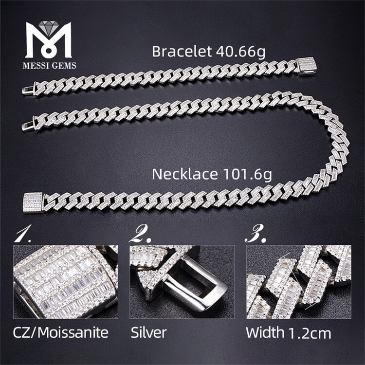 12mm latitudo 18inch 925 Ancilla argenteus e monili cubico zircon