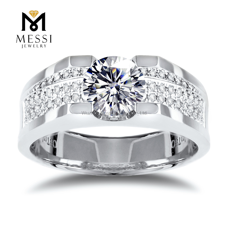 14k 18k aurum album DEF moissanite iaspis anulus nuptialis aurum pro hominibus